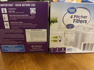 Great Value Universal Pitcher Replacement Filter 4 Pack (Lot Of 2)