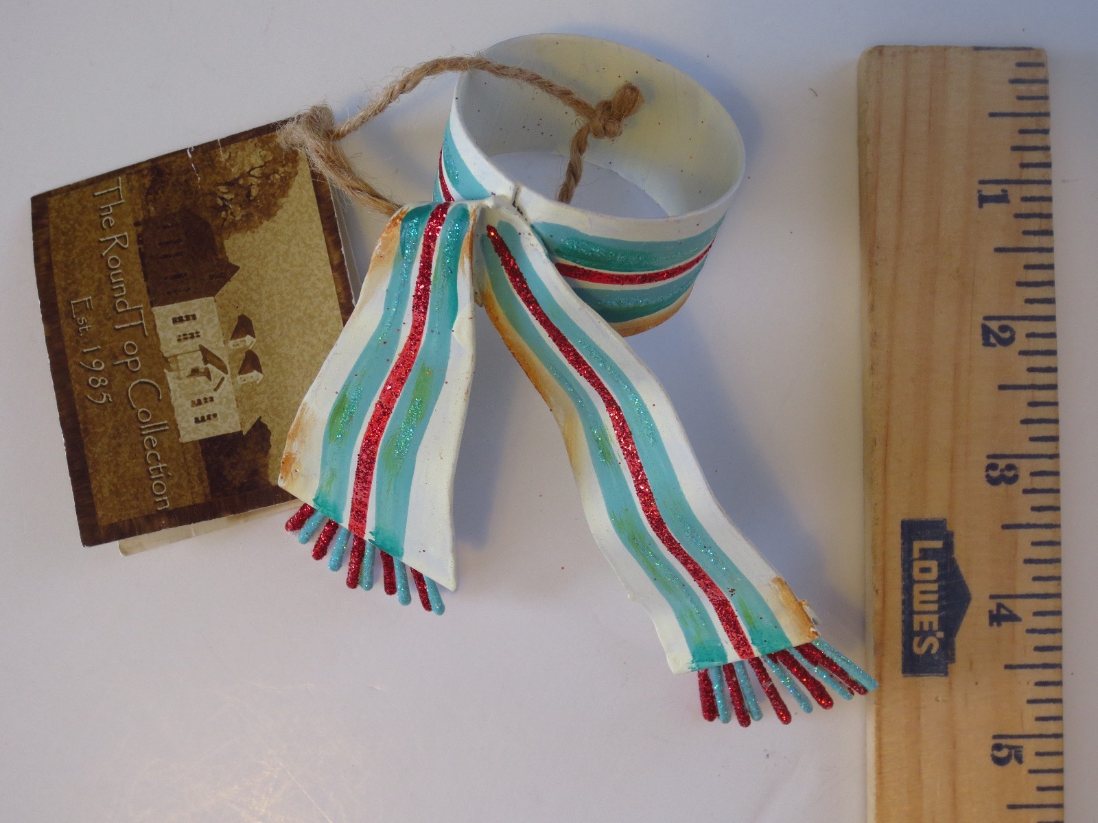 (6) The Round Top Collection Metal Napkin Rings Holders Christmas Scarf