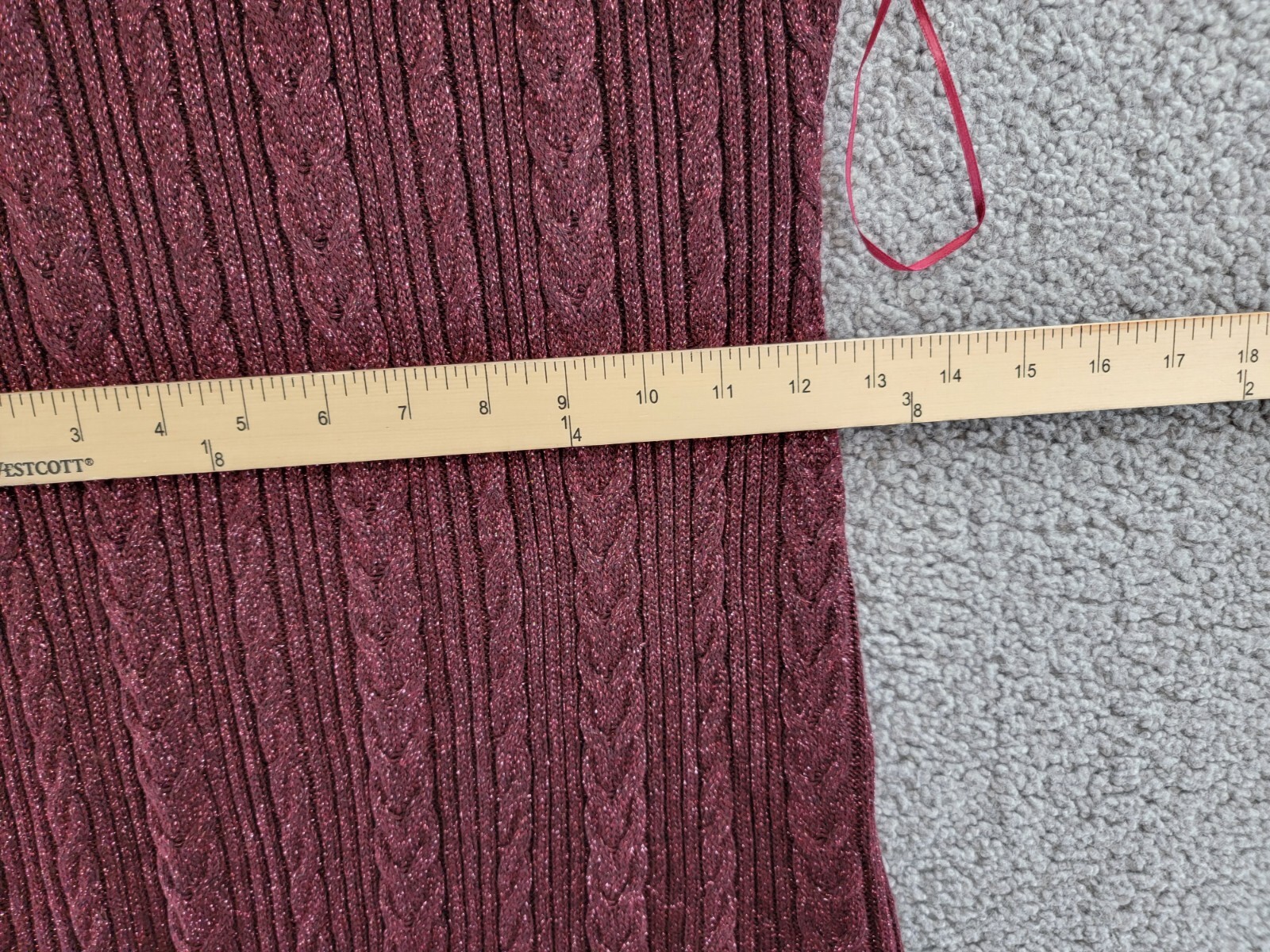 PAIGE Wool Blend Marium Dress Women's L Burgundy Sparkle Crew Neck Sleeveless - Picture 6 of 15