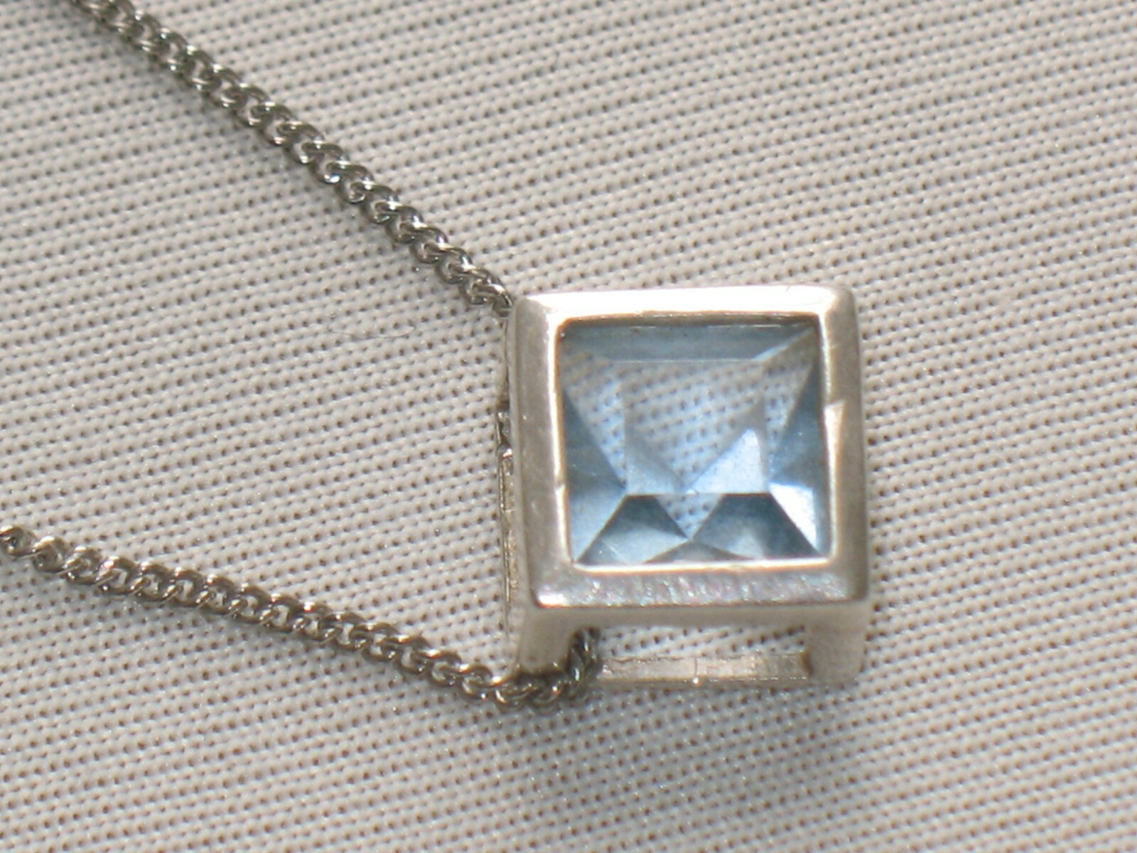 JUGENDSTIL SILBER ANHÄNGER AQUAMARIN QUADRAT SUPER DESIGN selten + KETTE 