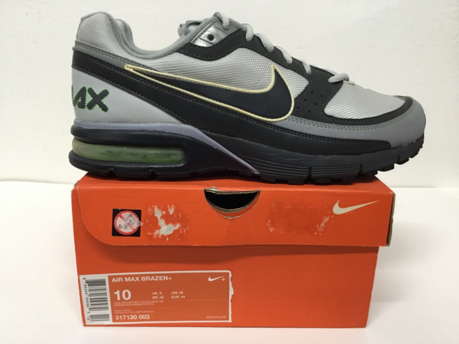 NIKE 本セット Nike Air Max Brazen+ Mens sneaker # 317130 003 size 10 grey