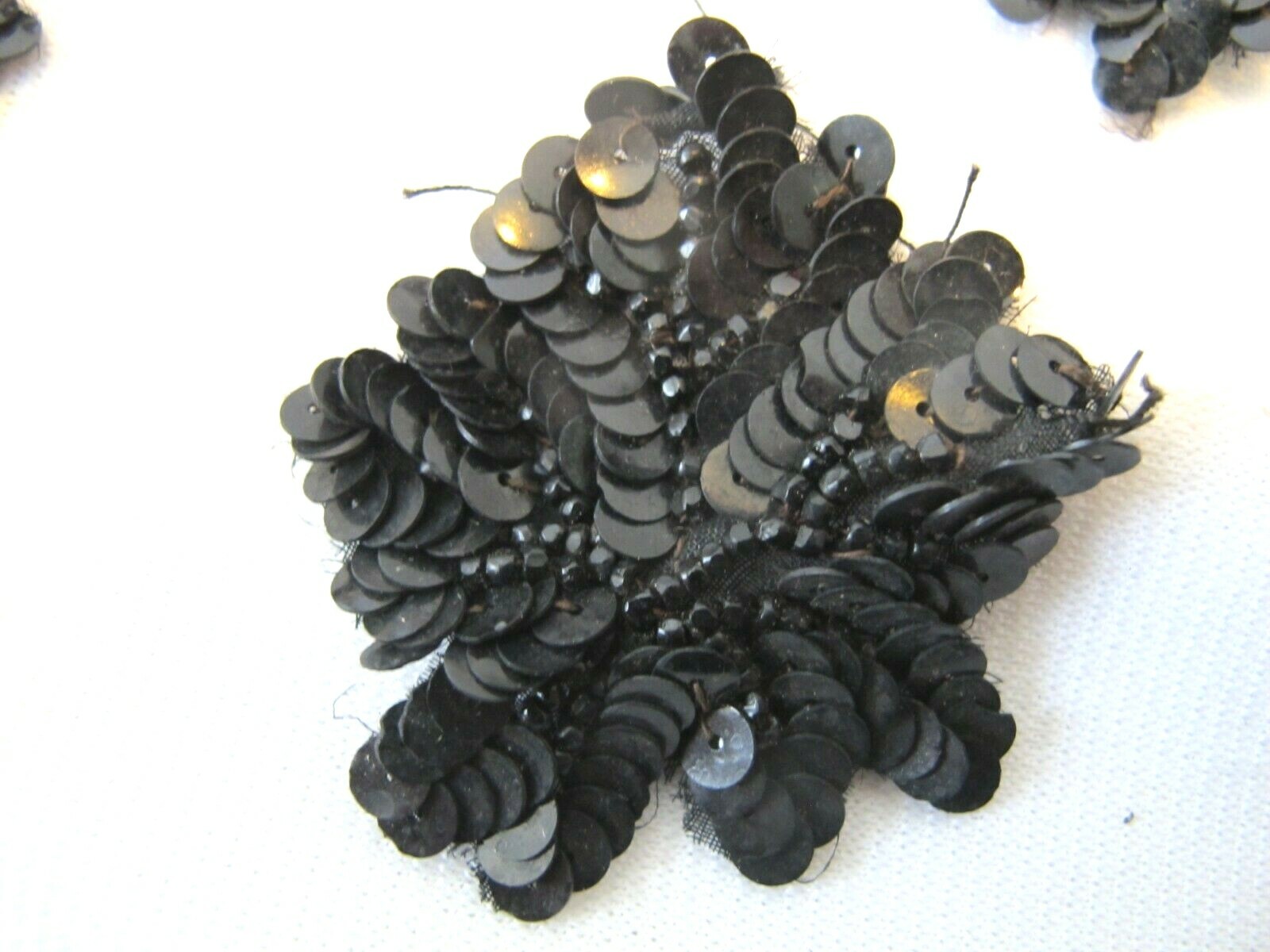 Antique Black Sequined Appliques for Sewing Lot of 25 Crafts 1 3/4
