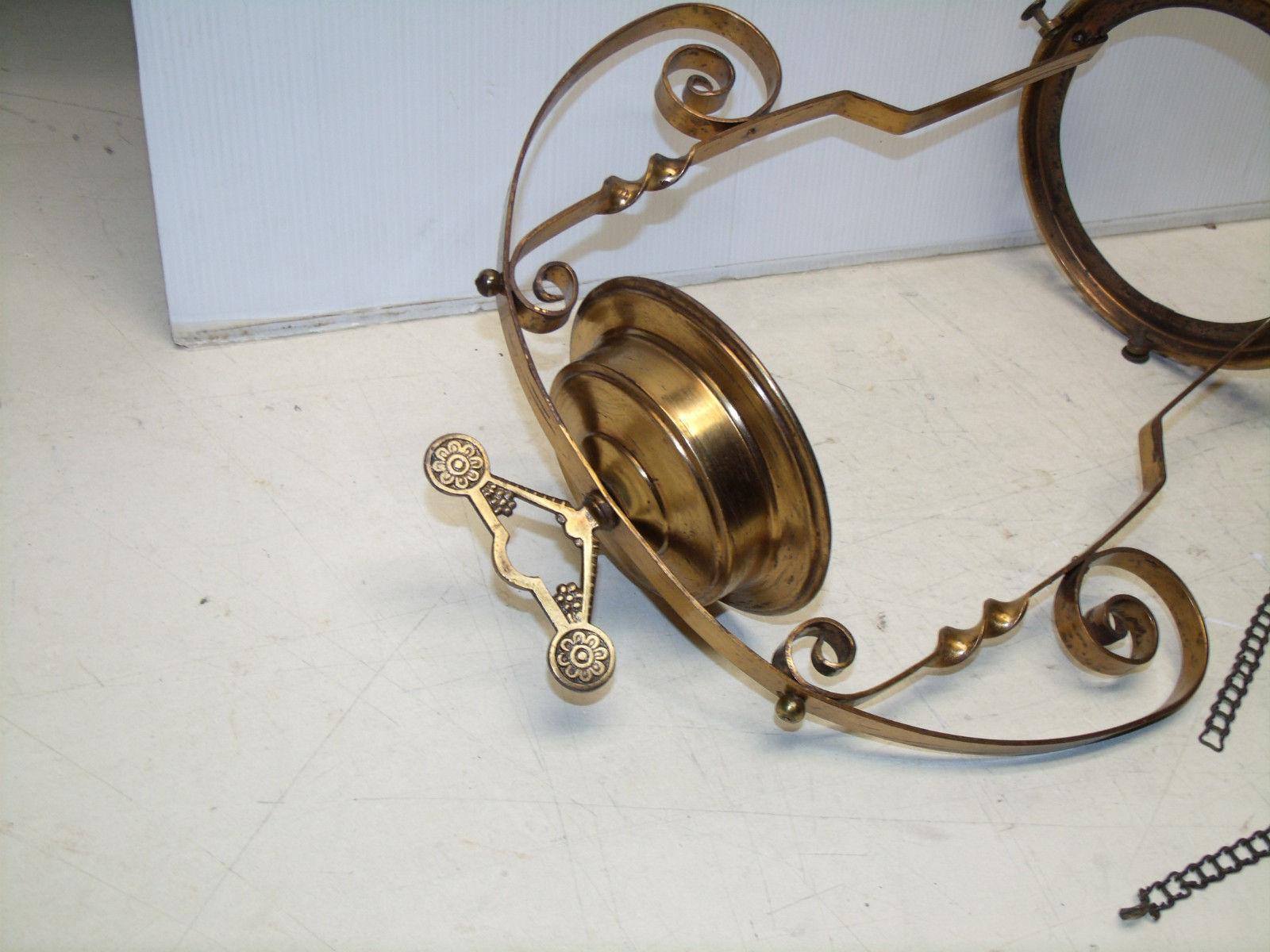 ANTIQUE BRASS KEROSENE LIBRARY CEILING LIGHT PARTS VICTORIAN AESTHETIC