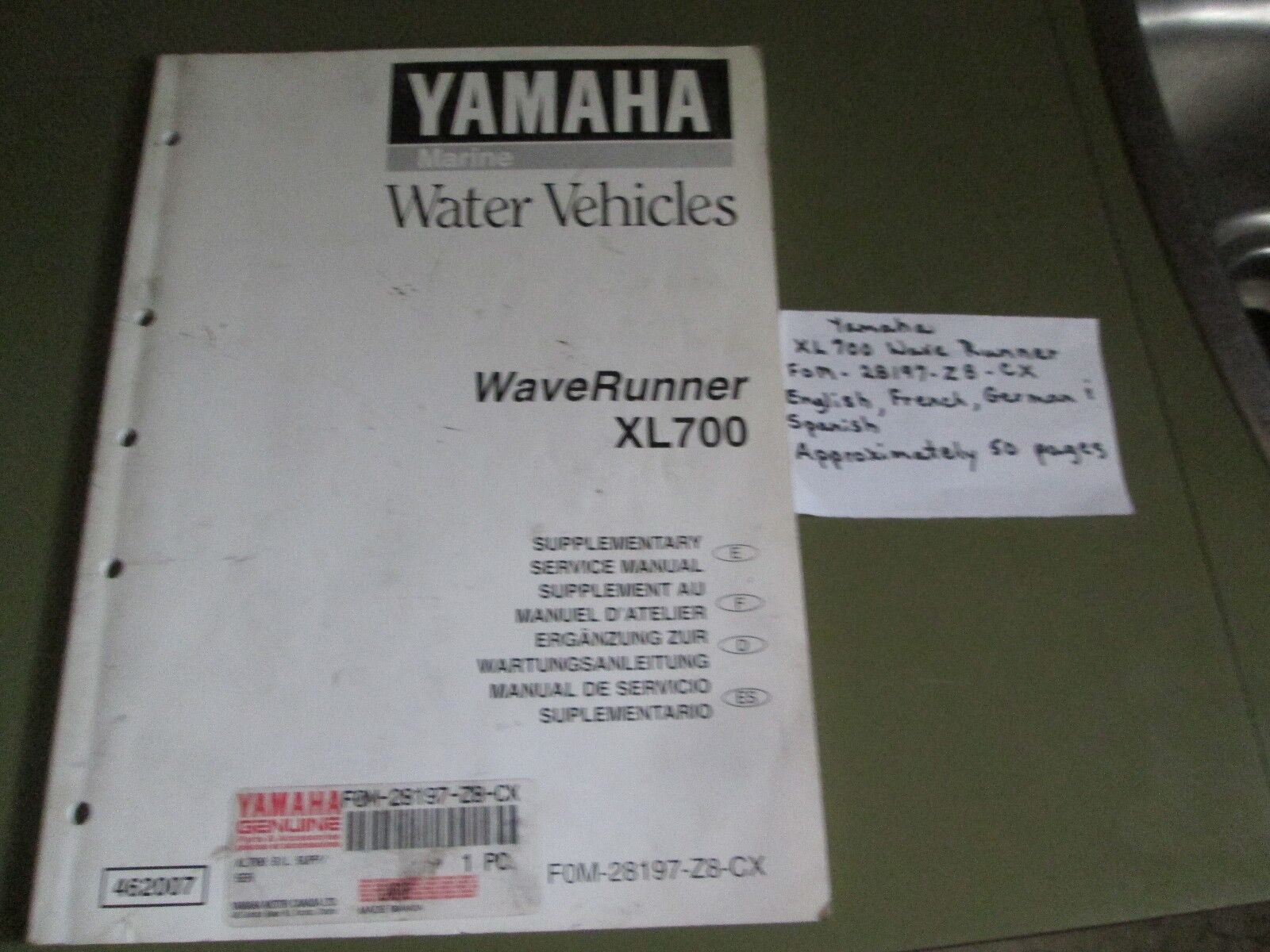 Yamaha WaveRunner XL700 Supplementary Service Manual , F0M Yamaha WaveRunner XL700 Supplementary Service Manual , F0M