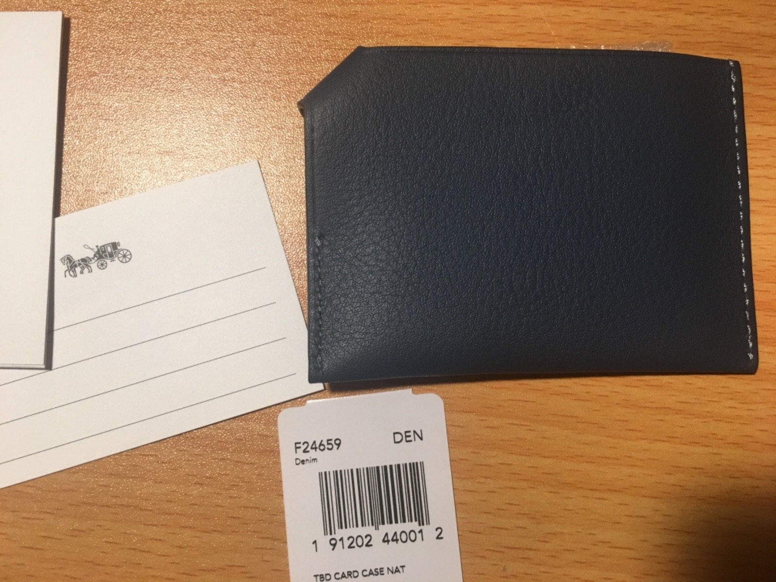 NWT Coach Credit Card Case Denim Blue Saddle Leather F24659 $75 W/ Gift Box