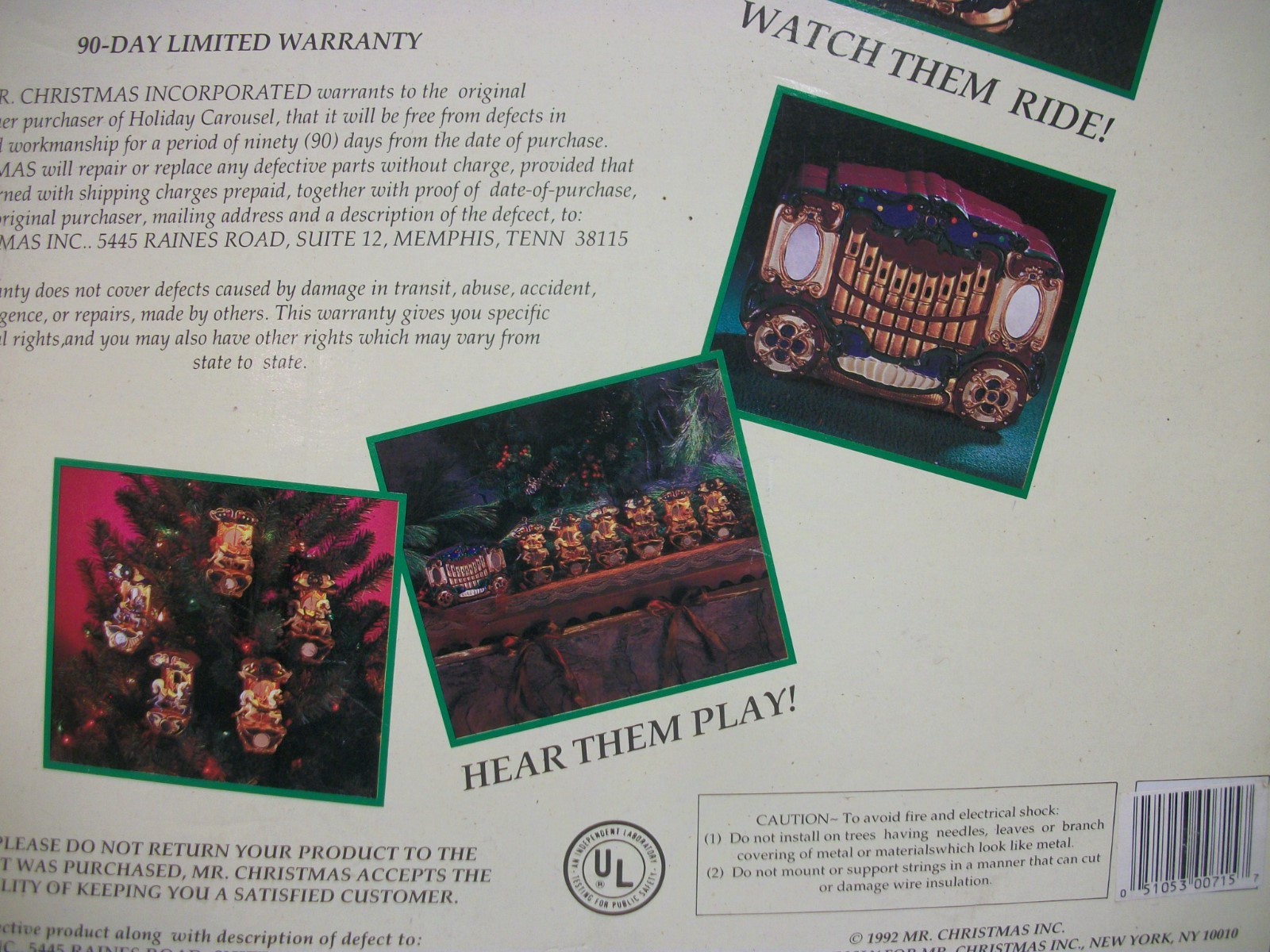 MIB Mr. Christmas Holiday Carousel Set Lighted Musical Motion Horses 21 Carols