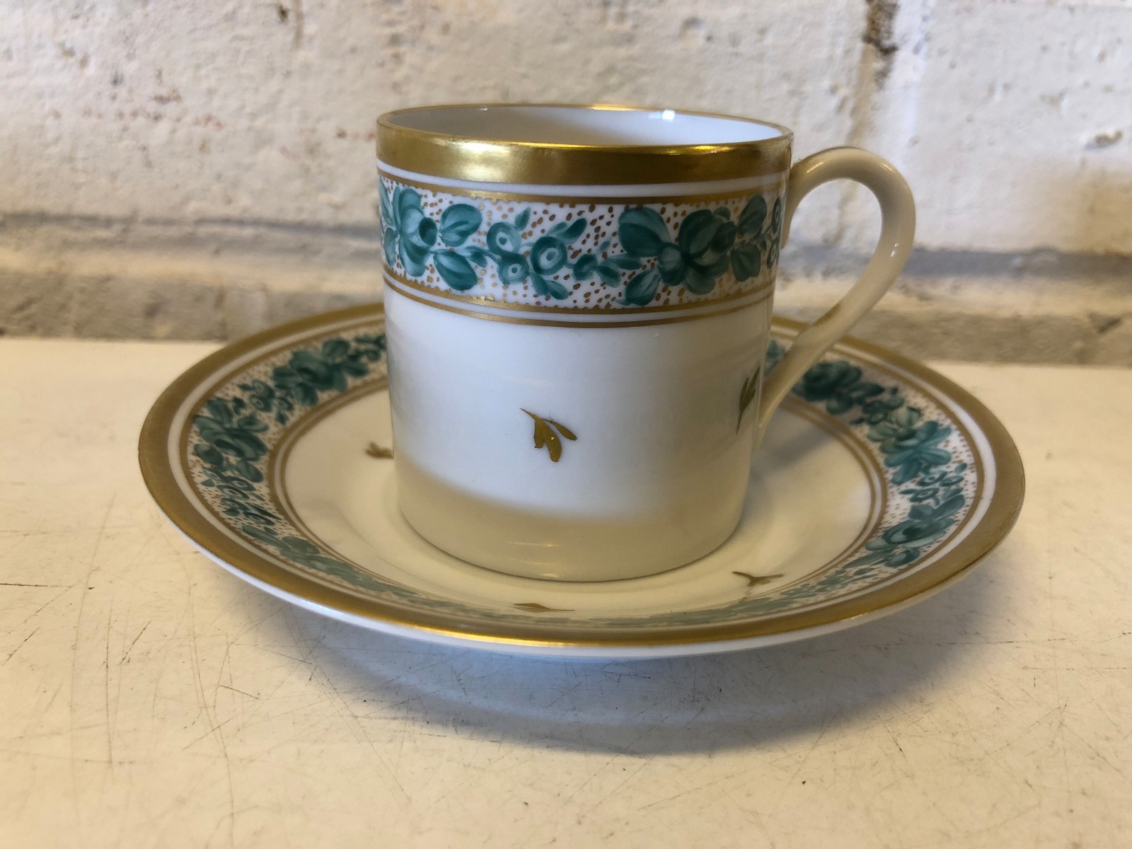 Vintage Suisse Langenthal Porcelain Cup & Saucer Green