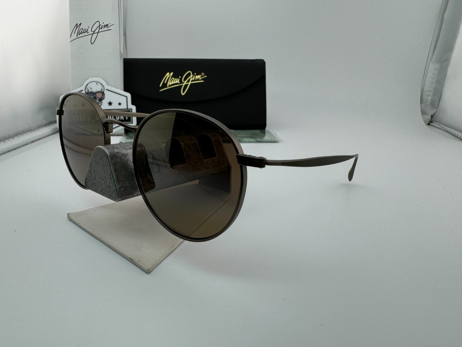 Pre-owned Maui Jim Nautilus Mj 544n-20c Asian Fit Titanium Hcl Bronze Polarized Sunglasses