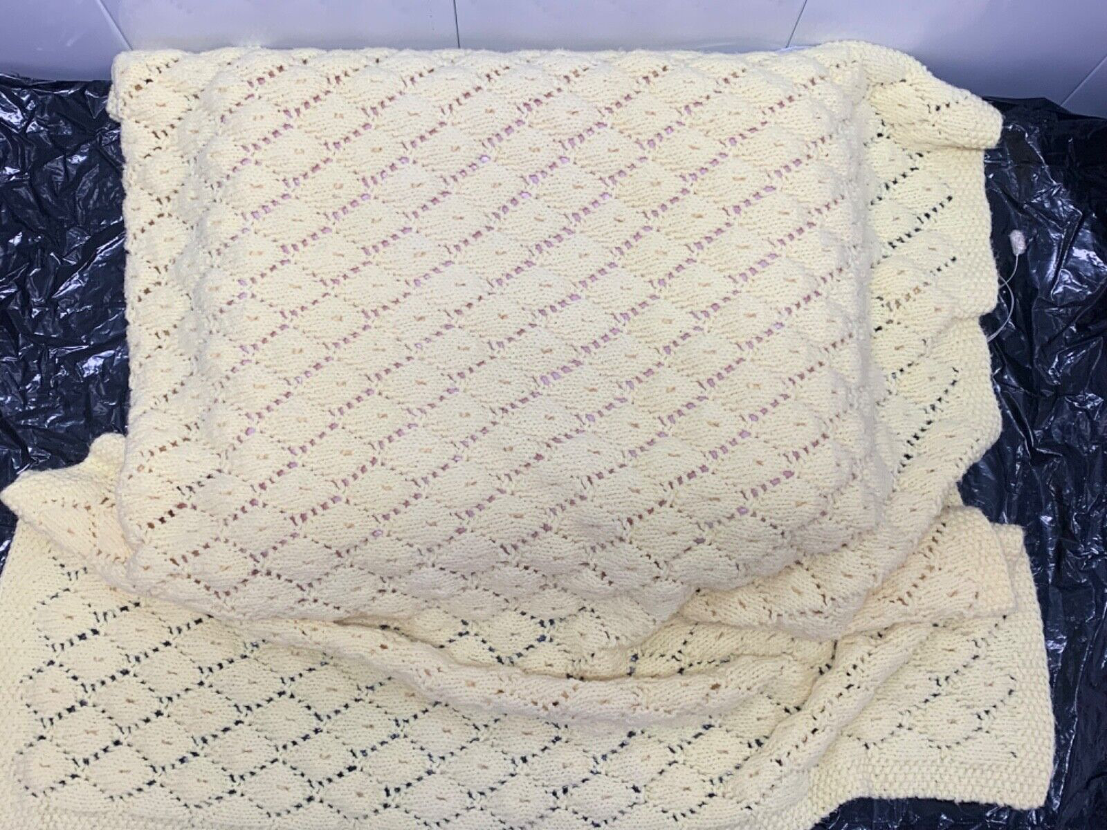 Yellow Hand Crocheted Baby Blanket Soft Puff Stitch 45×50”