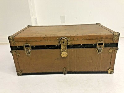 Vintage French large metal orange lockable cabinet box storage chest tools luggage circa 1970/'s English Shop
