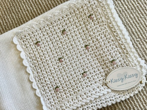 Girl Roses Flowers White And Pink Crochet