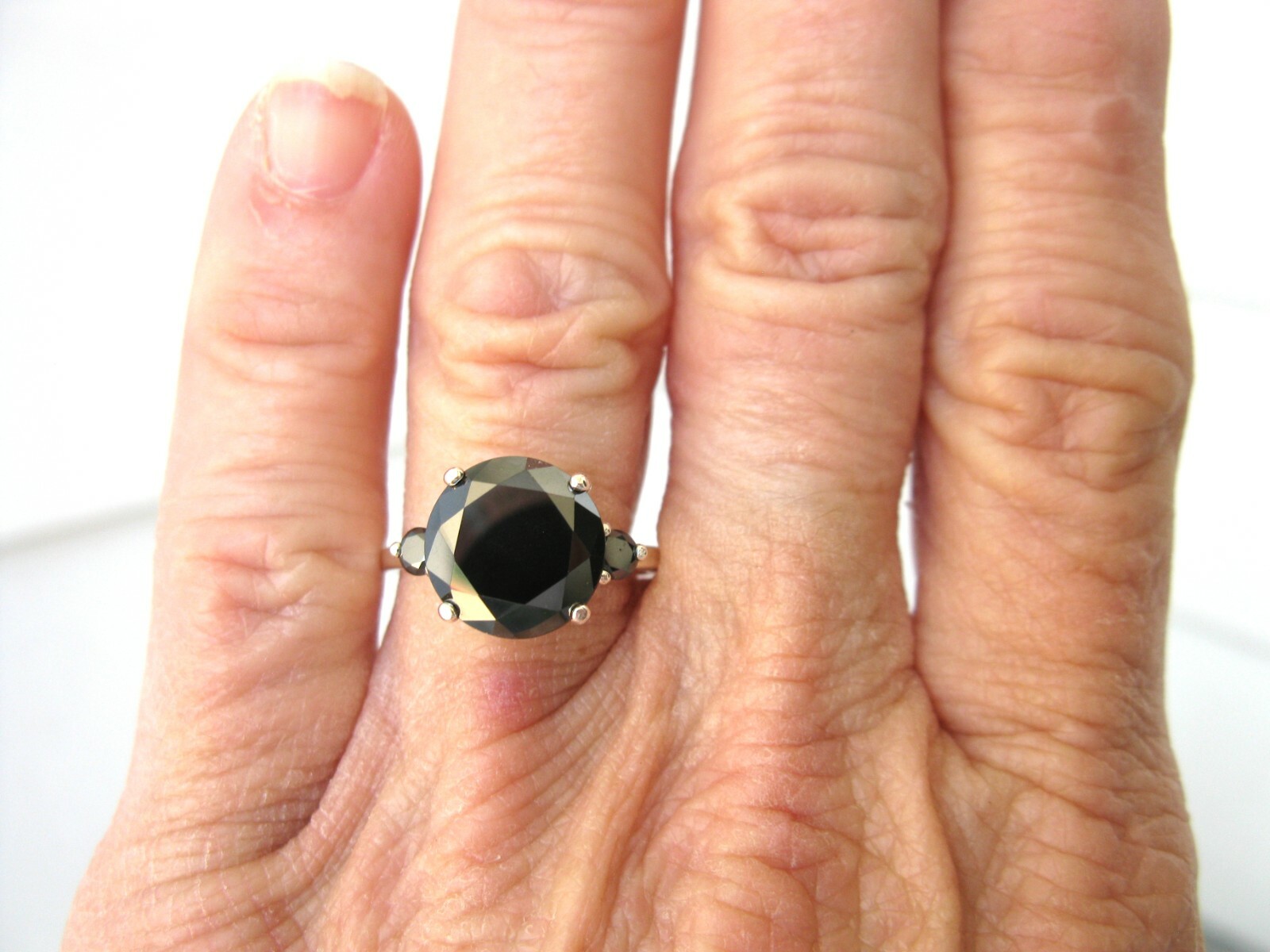 Pre-owned Real Black Diamonds Inc 3.20ctw Real Black Diamond Ring,3 Dia's,certificate,dia Tester,size 5,6,7,8,9,10