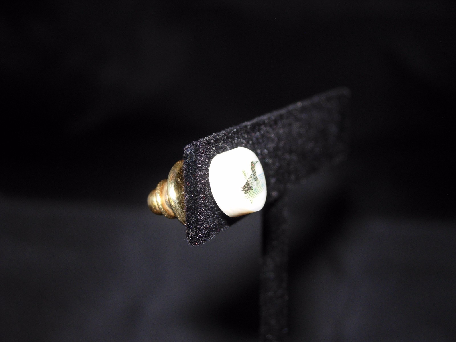 Vintage LOON etched & painted bone TIE TACK Pin - Perfect for your outdoors man