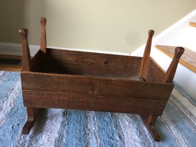 antique wooden doll cradle