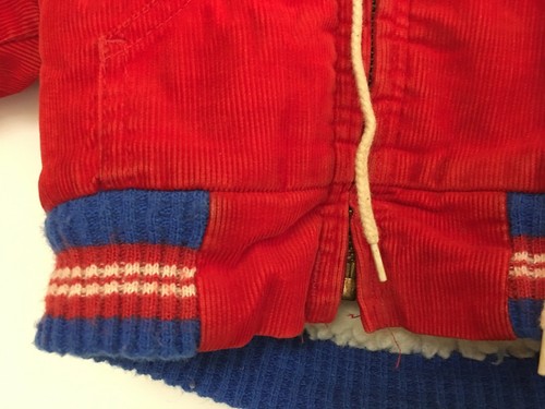 Vintage Osh Kosh B’Gosh Baby Red Sherpa Corduroy Hoodie Coat Size 12 mos K1