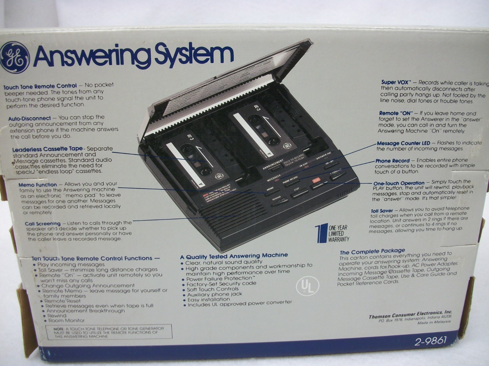 GE Answering Machine System 2-9861 MIB NRFB NOS