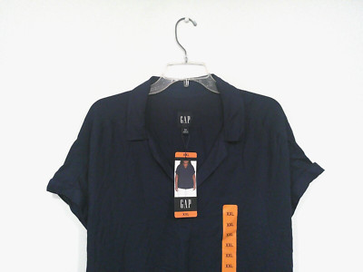 NEW Gap Women's Shirt Size 2XL Navy Blue Notched Collar Popover Blouse 1770095