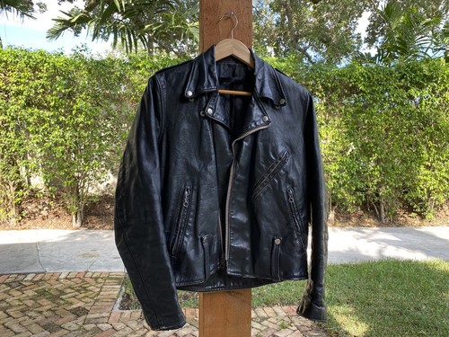 Vintage Leather Motorcycle Biker Jacket SERVAL Zipper 50s Vintage Leather Motorcycle Biker Jacket SERVAL Zipper 50s