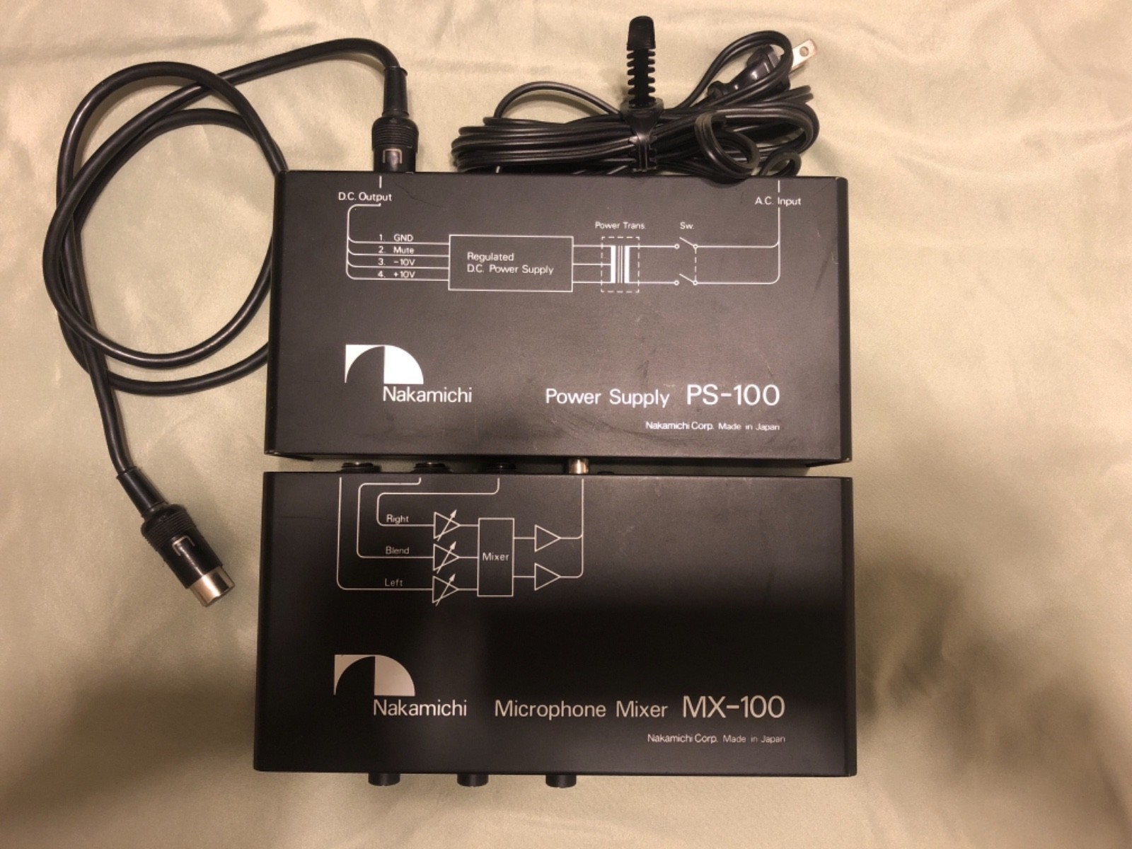 Nakamichi PS-100 パワーサプライ Nakamichi Power Supply PS-100 & Microphone Mixer MX-100 Made