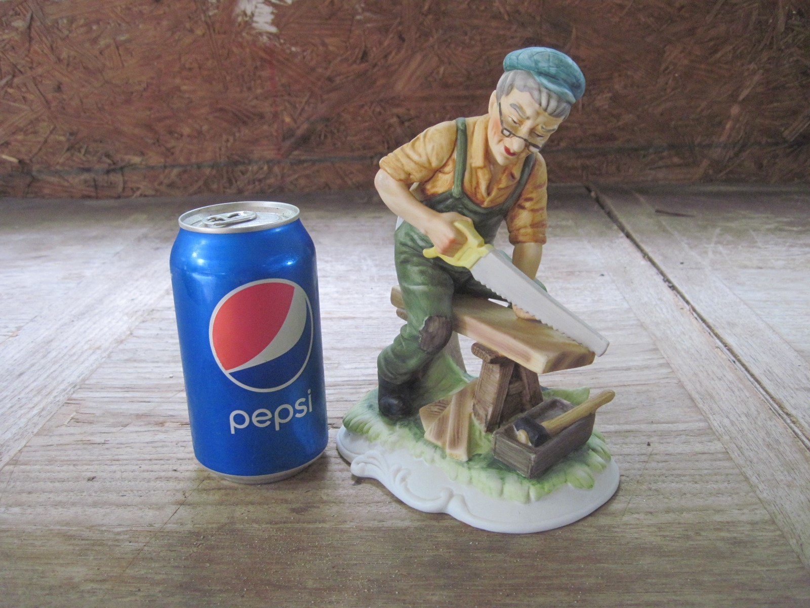 LEFTON Figure Bisque Man with Saw, #2549, Hand Painted, 5 3/4