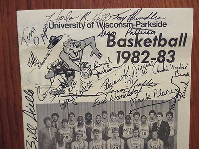 1982 Wisconsin-Parkside Mens Basketball Program(17 Sign/REES JOHNSON/HARLAN HILL