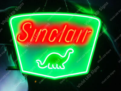 Sinclair Dino Gasoline Gas Oil Motor 24'' Vivid LED Neon Sign Light With Dimmer