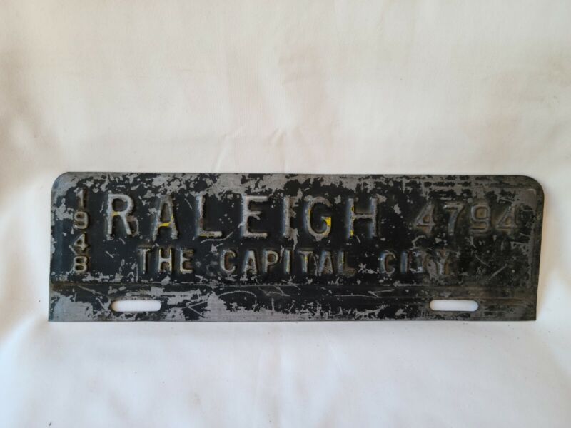 Vintage 1948 North Carolina Raleigh The Capital City License Plate Topper 0322