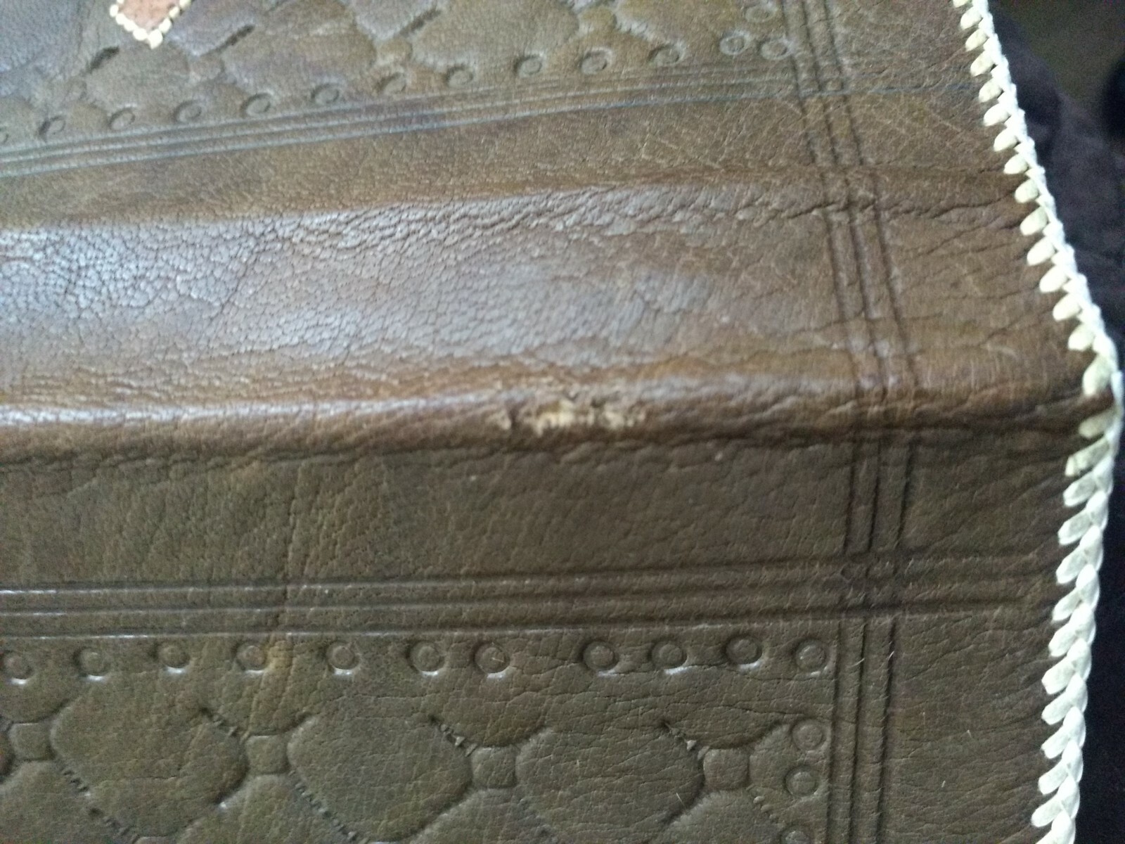 Vintage Handcrafted Book Cover Leather Look Embossed 5 1/2