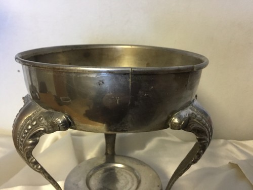 Vintage Silver Plated Chafing Dish Footed Stand Some Cracks Used