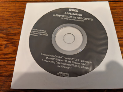 Dell Reinstallation Disc CyberLink, PowerDVD DX 8.2/8.3 software 5RMC0