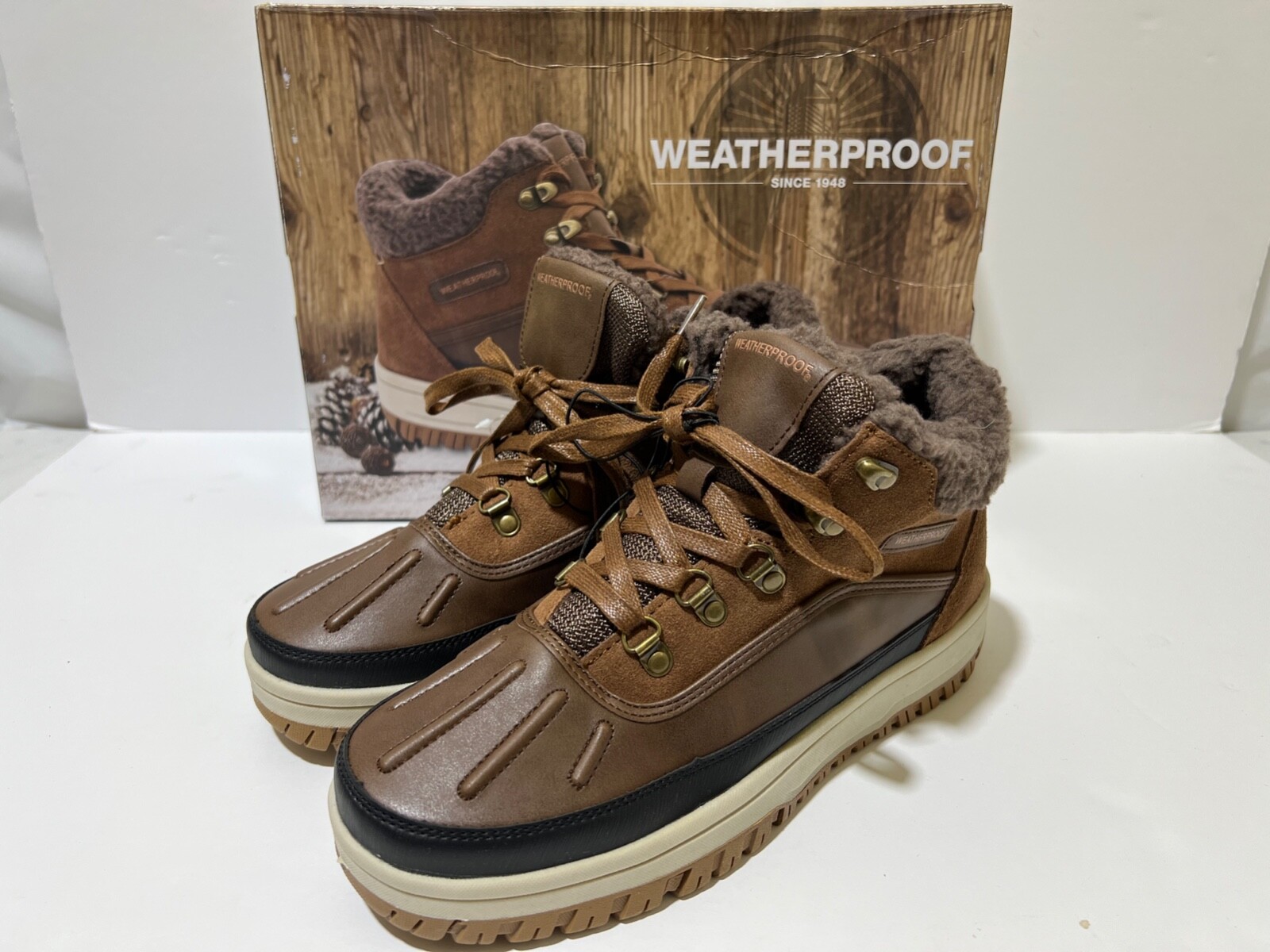 Brown Memory Foam Insole Leather Upper Size 10