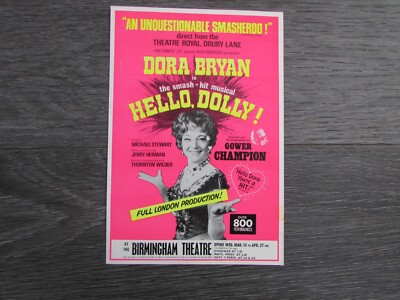 Dora Bryan in Hello Dolly the Hit Musical Original Birmingham Theatre Show Flyer