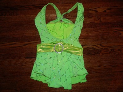 Girl's Ice Skating Dress Green w/Silver Size Large