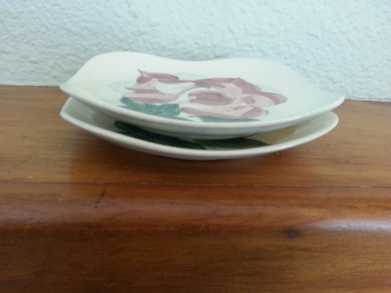 2 Vintage Red Wing Lexington Rose China Salad Plates, hand painted, collectible