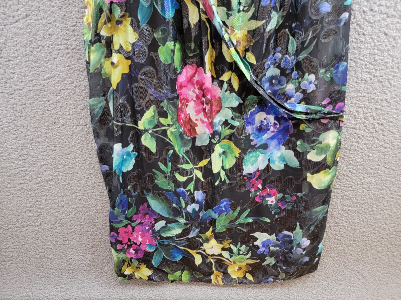 SL Fashions Floral-Print One-Shoulder Maxi Dress Womens 6 Multi Back Zip Closure - Picture 4 of 16