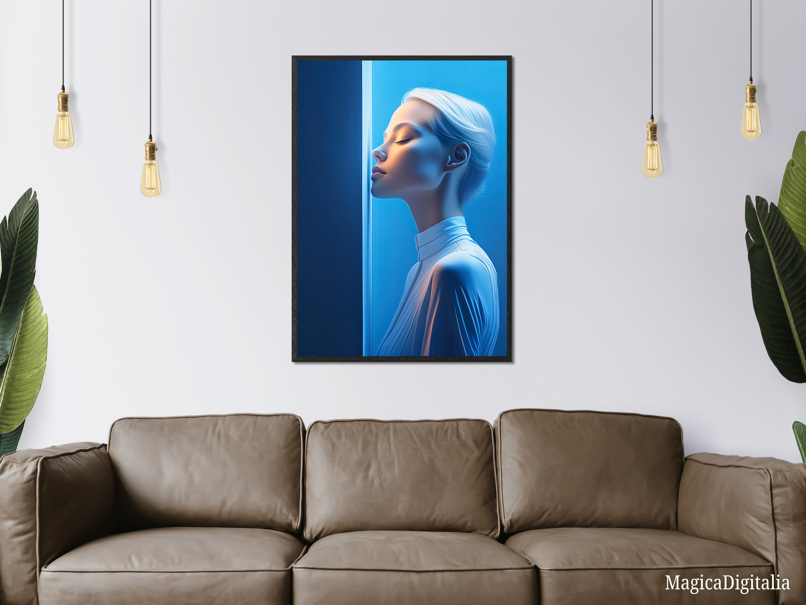 Woman Portrait, Minimalism, Digital AI Art, Wall, Poster Print, Instant Download