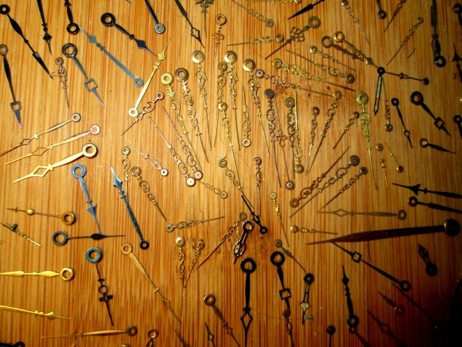 HUGE RARE POCKET WATCH PARTS LOT FANCY HANDS GOLD GILT & BLUED STEAMPUNK #16