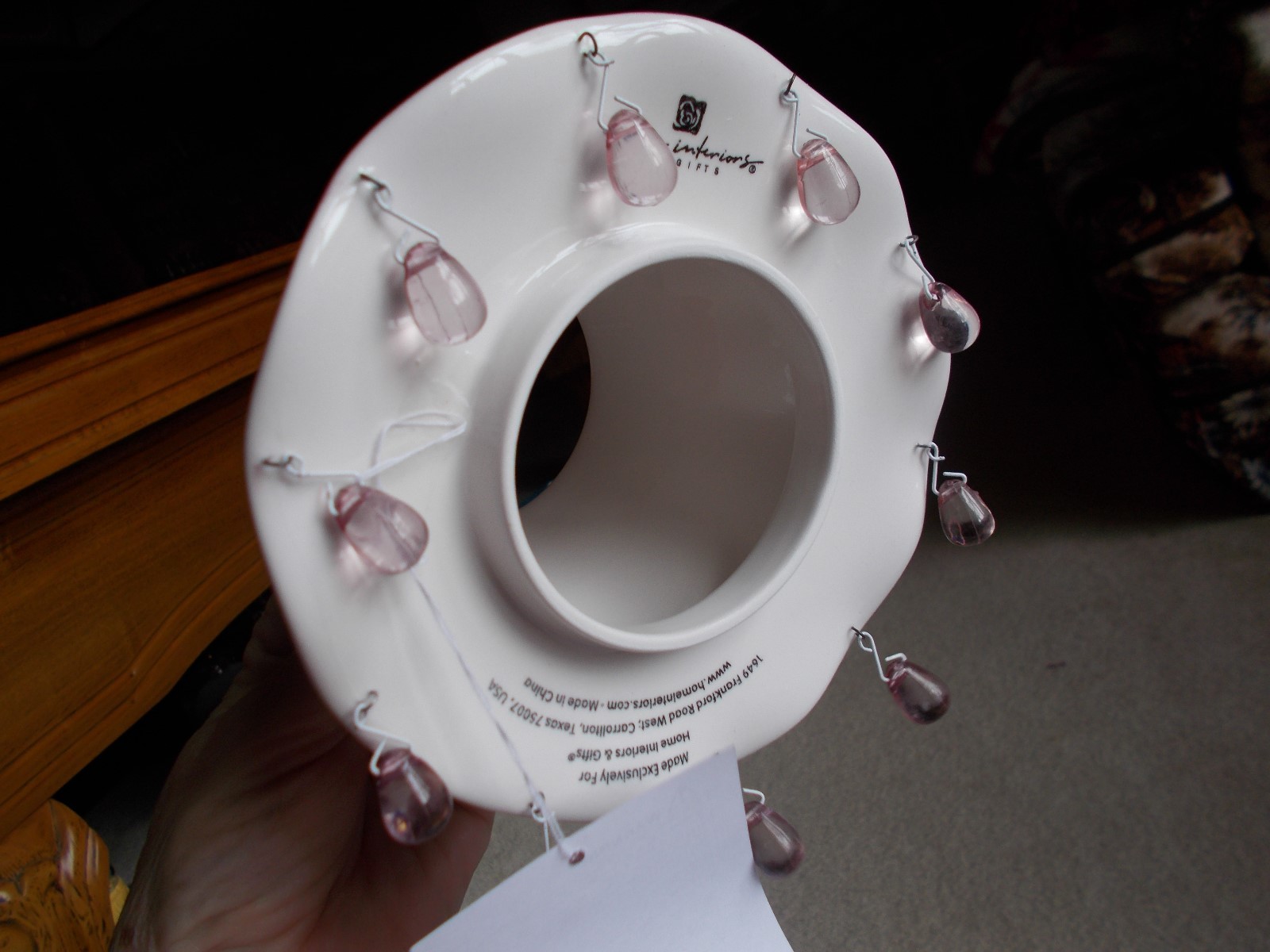 HOME INTERIORS FLORAL CANDLE SHADE/TOPPER-NIB