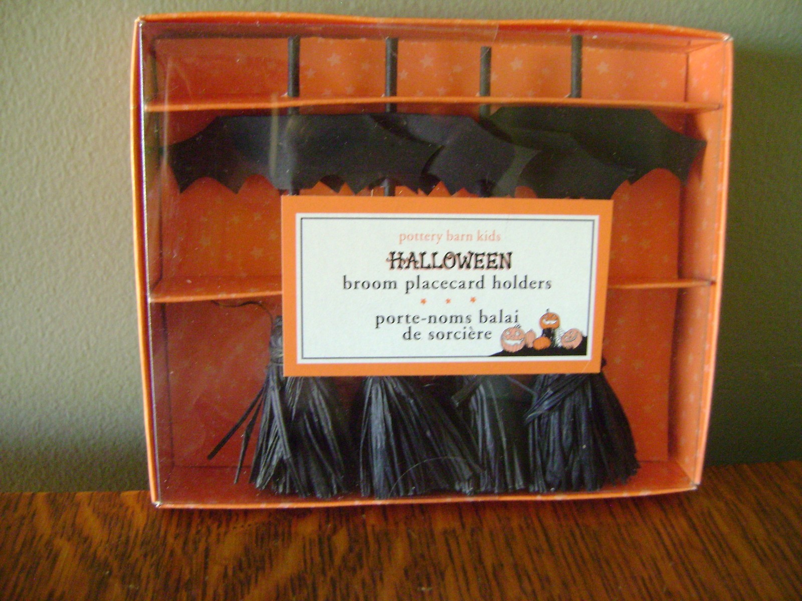 Pottery Barn Kids Halloween Broom Stick Witch Place Card Holders ~ SET/4