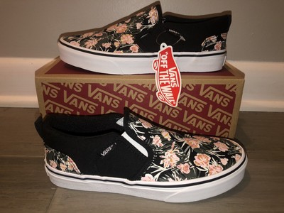 NEW Vans Asher Slip On Black White Palm 