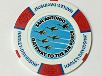 Harley Poker Chip CALIENTE HD SAN ANTONIO TX RED WHITE /& BLUE AIR FORCE