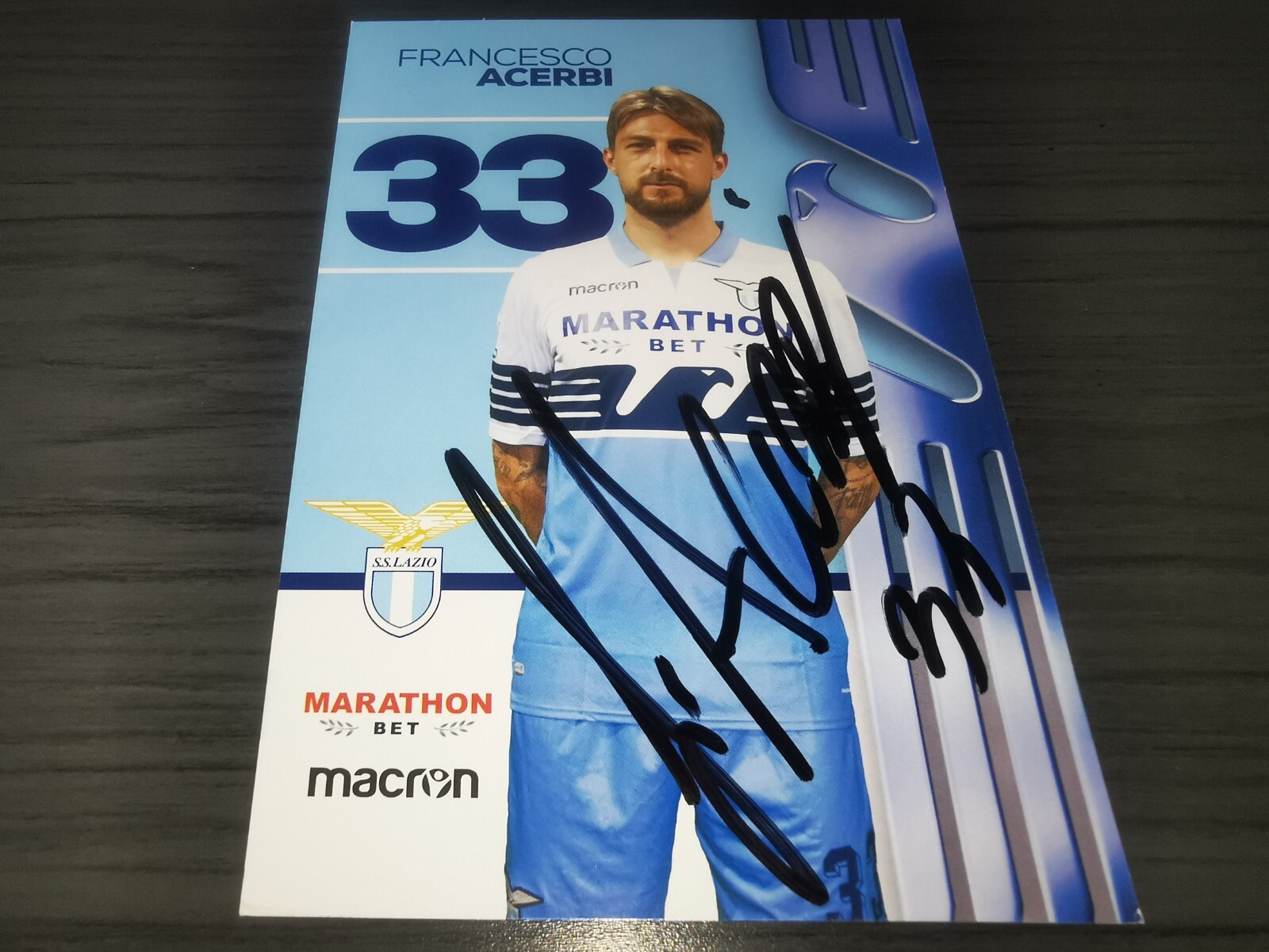 Francesco Acerbi hand signed S.S. Lazio Club autograph card