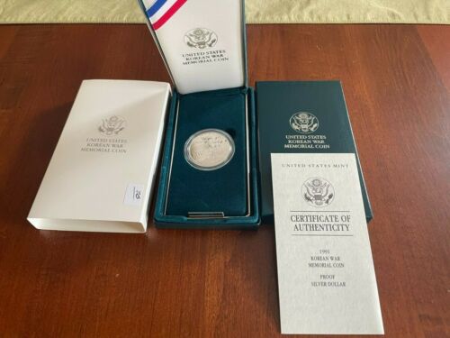 1991 US Mint Korean War Memorial Proof Silver Dollar with box and COA