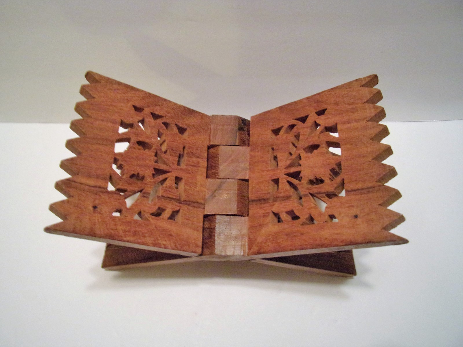 Vintage Bible Book Holder Wood Folding Stand Rack Hand Carved Scrollwork
