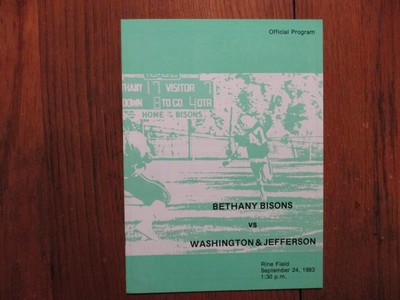 1983 Bethany College Football Game  Program(w/WALLY  NEEL/TOM REDDY/STEVE ADAMS)