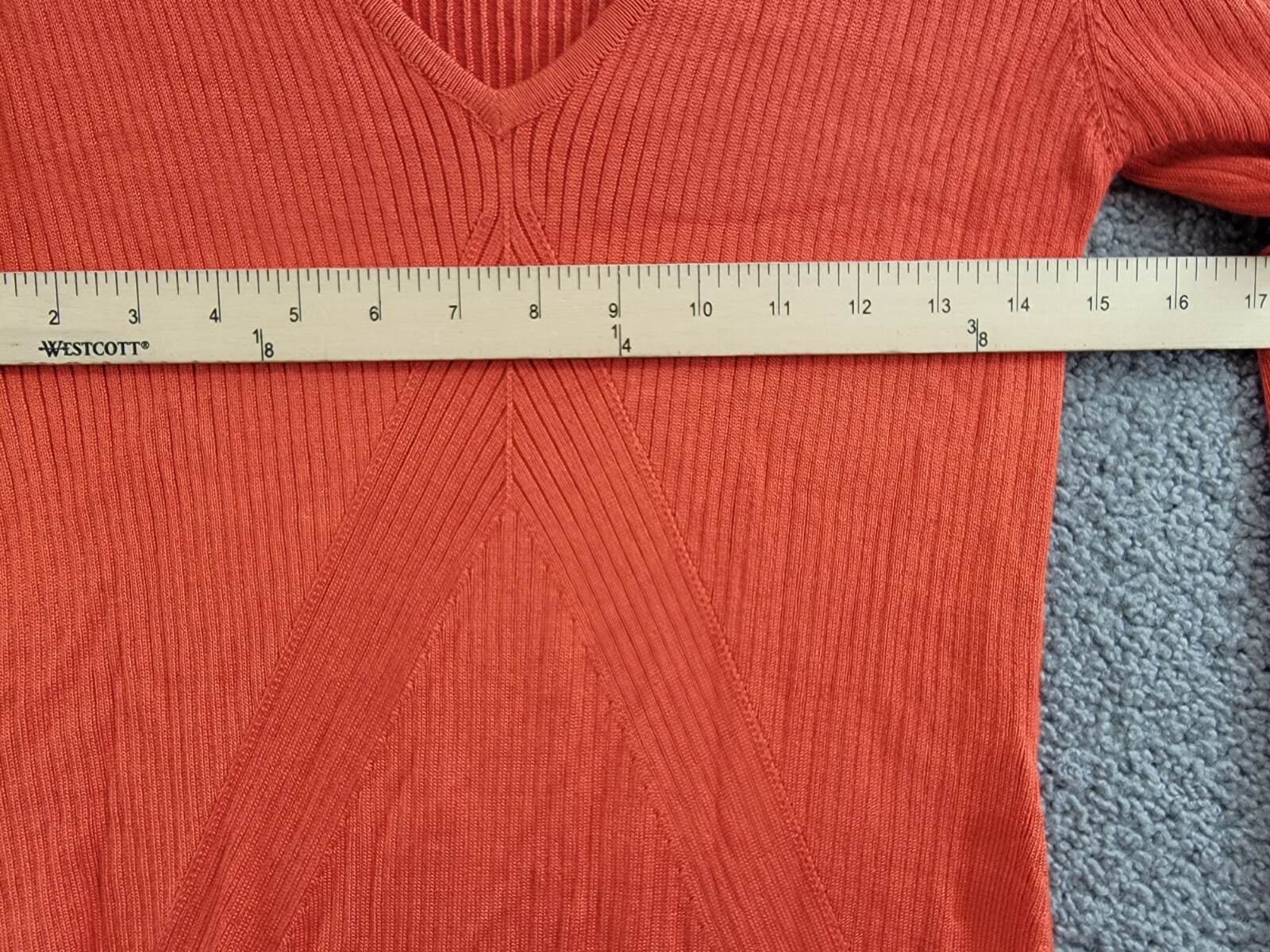 French Connection Mari Knit Midi Dress Women's XL Mandarin Red Multi V-Neck - Picture 6 of 16