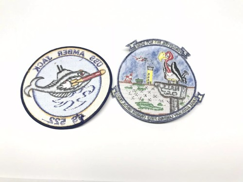 Lot Of 2 Military Patches USS Amber Jack SS 522 Navy, Naval Landing Orange Texas
