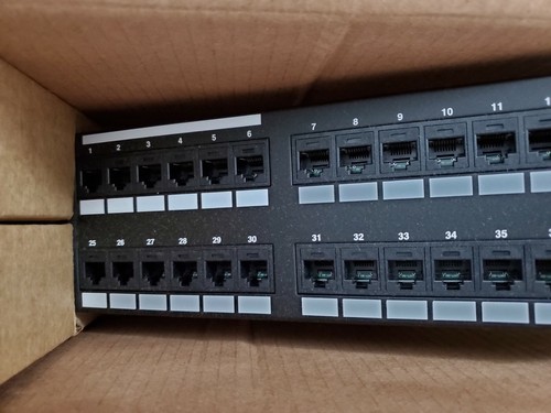 PANDUIT DP6 Punchdown Patch Panel, Category 6, Angled, 48 Port, 2RU, DPA48688TGY