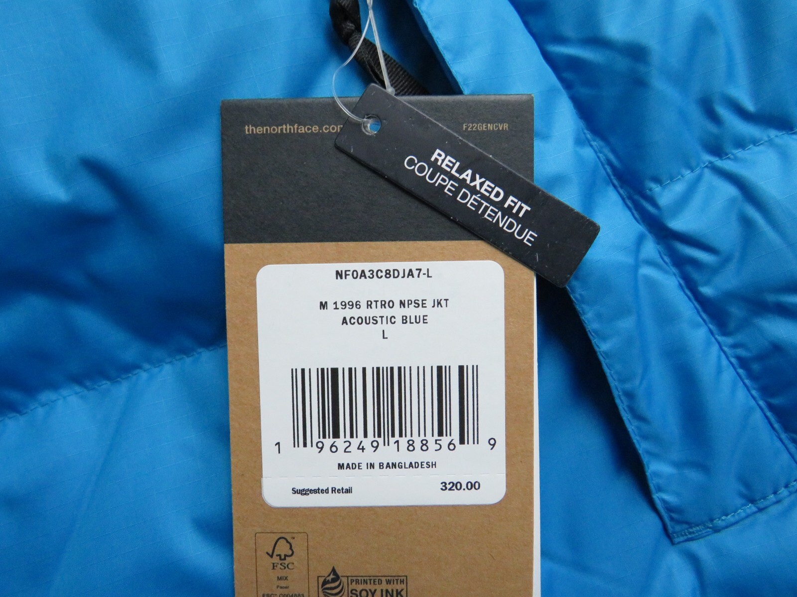 Pre-owned The North Face Mens  1996 Retro Nuptse 700-down Insulated Jacket - Acoustic Blue
