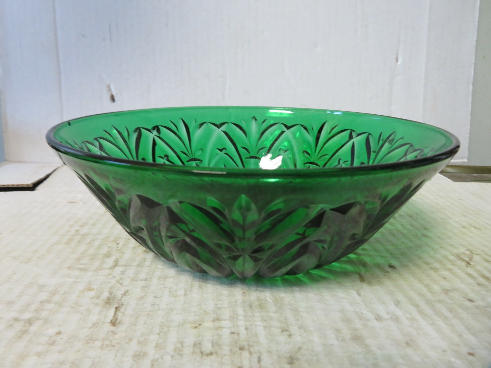 Vintage Anchor Hocking FOREST GREEN Cut Glass 8